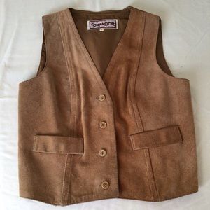Vintage Foxmoor Suede Button Vest Boho Hippie M